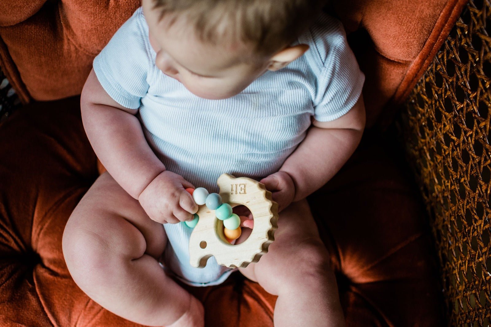 Jouet de préhension en bois Hérisson pour bébé avec perles de dentition