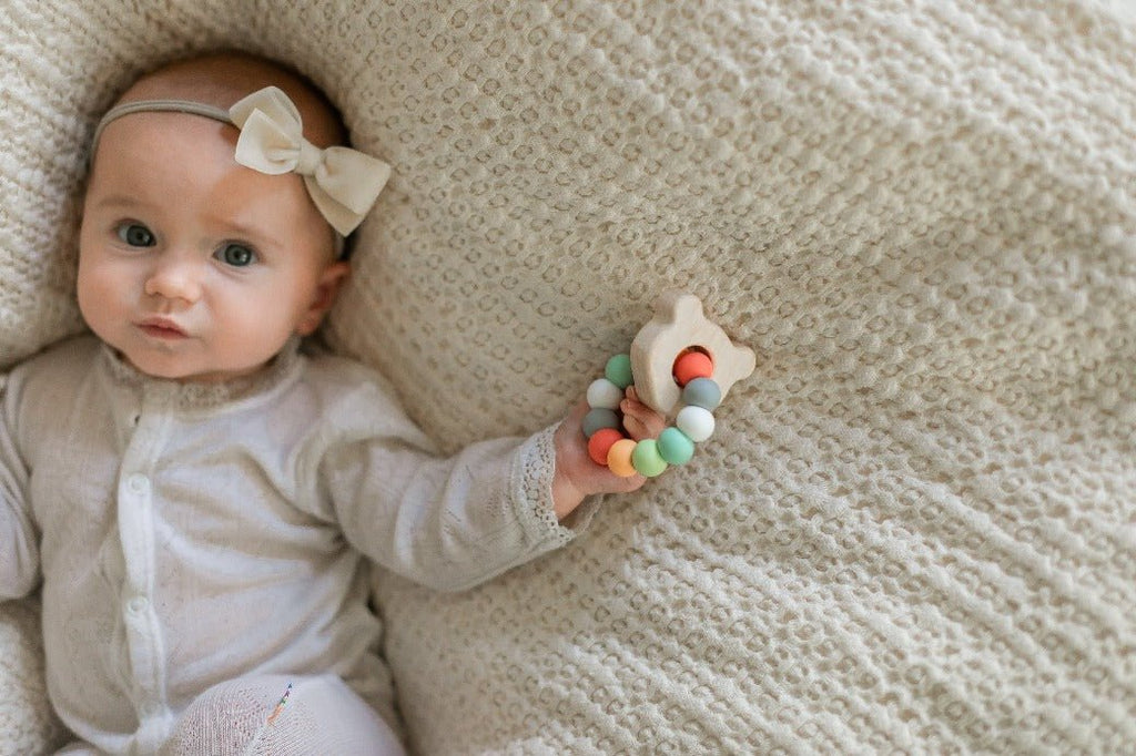 Anneau de dentition en bois pour bébé Ourson