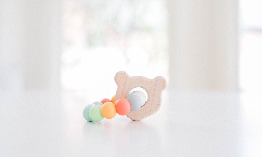 Anneau de dentition en bois pour bébé Ourson