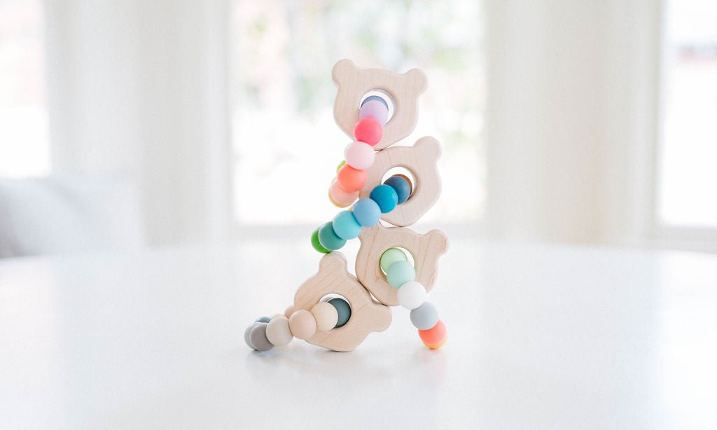 Anneau de dentition en bois pour bébé Ourson