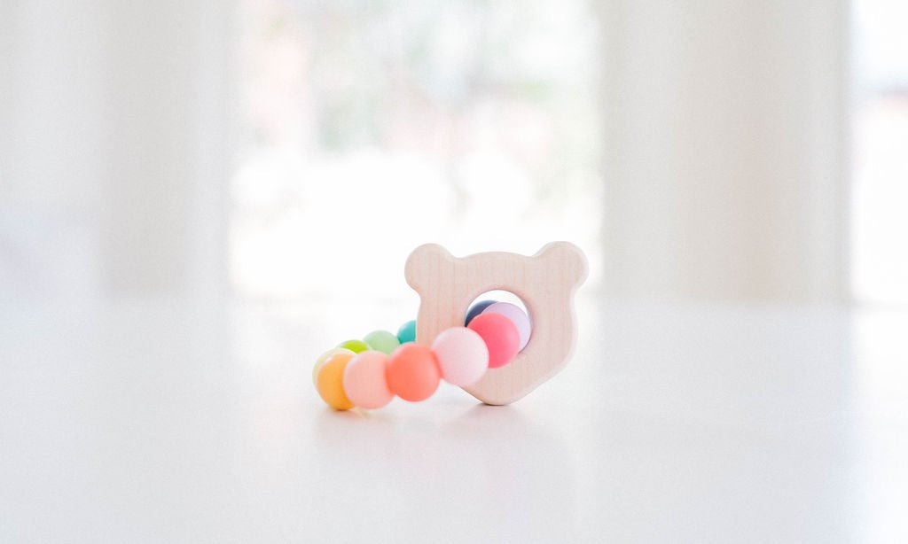 Anneau de dentition en bois pour bébé Ourson