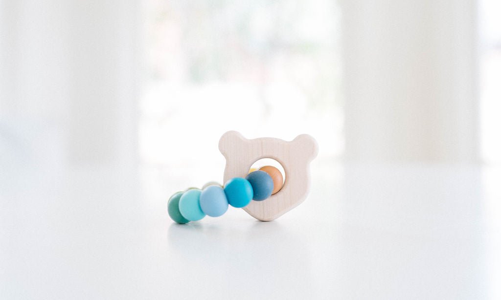 Anneau de dentition en bois pour bébé Ourson