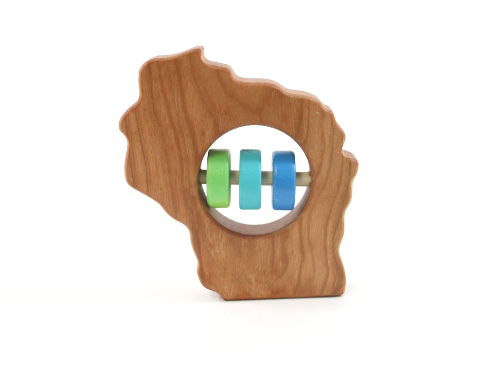 Hochet en bois pour bébé de l'État du Wisconsin™